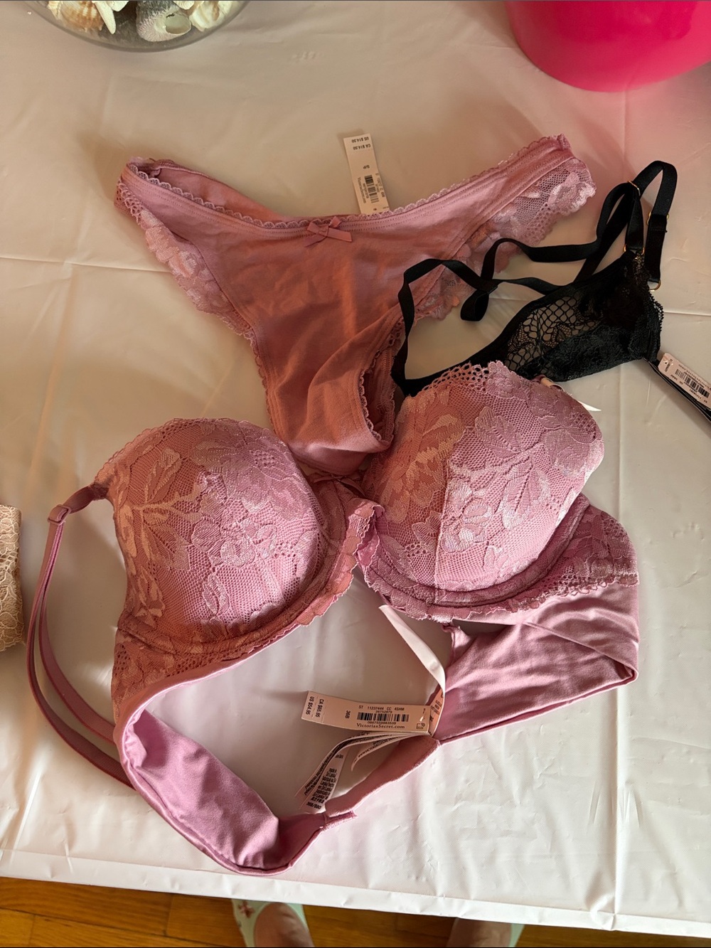 Victoria's Secret Dusty Rose Lace Push-Up Bra & Bikini Set
